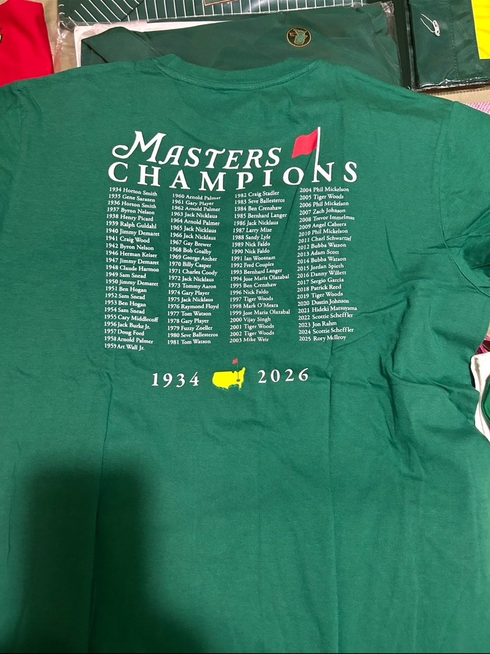 Masters Champions Short Sleeve Tee - Green with Yellow & Red Accent - Masters